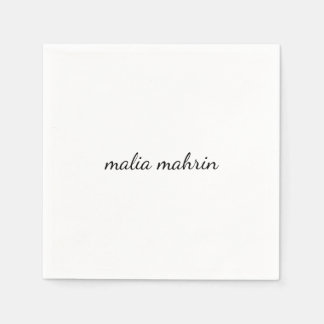 Serviette En Papier Modern White Monogram Script Design