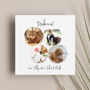 Serviette En Papier Moderne 4 Photos Boissons sur nous Pet Chat Chien 