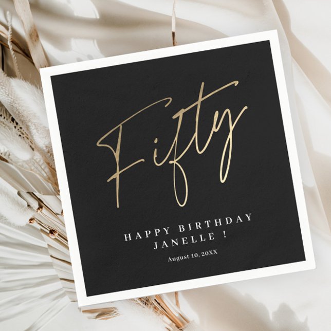 Serviette En Papier Moderne 50e anniversaire simple élégant script élé (Créateur téléchargé)