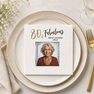 Serviette En Papier Moderne 80 ans et Fabuleux Photo 80e Anniversaire