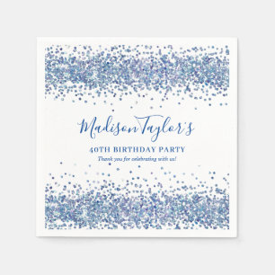 Serviette En Papier Moderne Anniversaire Bleu Nuit Paillettes Paillett