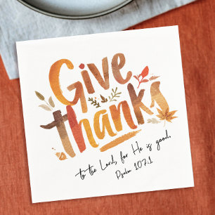 Serviette En Papier Moderne Bénédiction de Gratitude d'Automne Orange