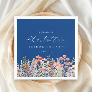 Serviette En Papier Moderne, Bienvenue à la Baby Shower aux fleurs sau