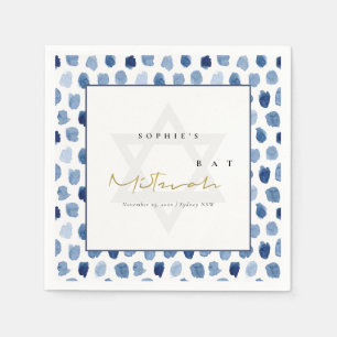 SERVIETTE EN PAPIER MODERNE BLUE INDIGO EAU COULEUR POINTS BAR BAT MIT