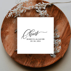 Serviette En Papier Moderne calligraphie de script minimaliste Cheers
