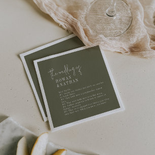 Serviette En Papier Moderne Chic Olive Green Fun Faits Mariage