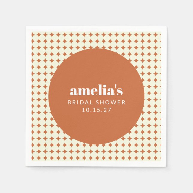 Serviette En Papier Moderne Chic Points de Terre Cuite Mariage sur Mes (Devant)