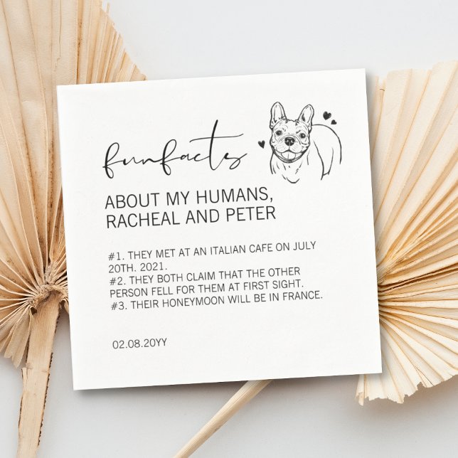 Serviette En Papier Moderne Chic Script Bulldog Fun Faits Mariage (Créateur téléchargé)