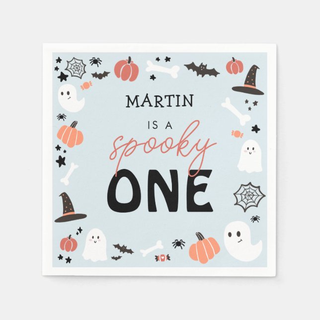 Serviette En Papier Moderne Cute Éffrayant Un Halloween Garçon 1er Ann (Devant)