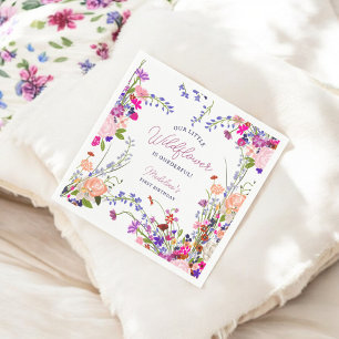 Serviette En Papier Moderne Cute Spring Boho Fleur sauvage 1er anniver