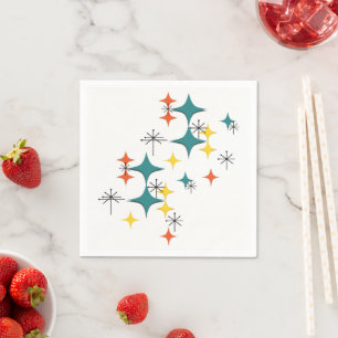 Serviette En Papier Moderne du milieu du siècle Éclatement d'étoiles a