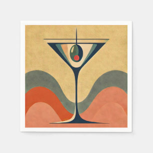 Serviette En Papier Moderne du milieu du siècle "vague de martini aux