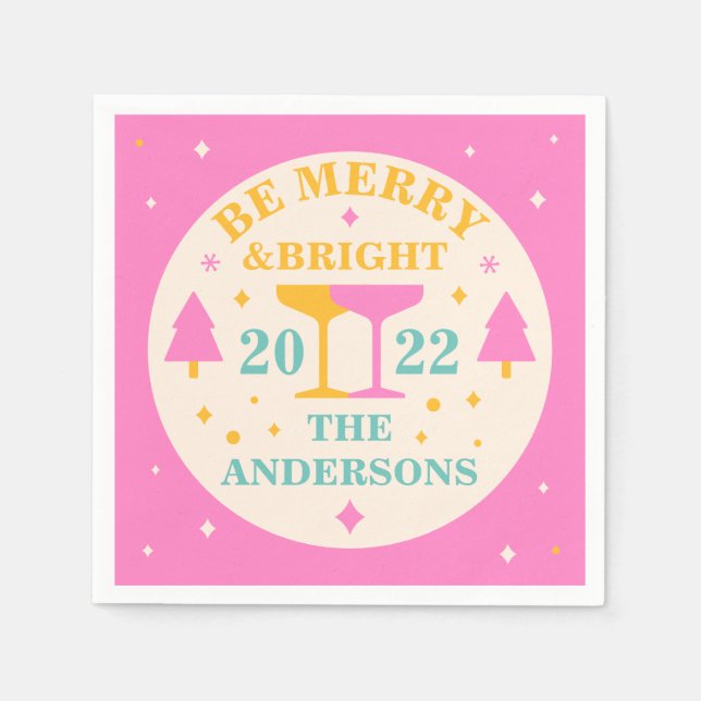 Serviette En Papier Moderne, éditable avec des couleurs vives Noël (Devant)