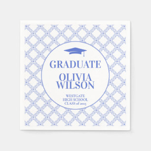 Serviette En Papier Moderne Elégant Bleu Graduation