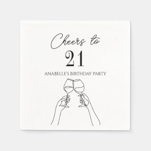 Serviette En Papier Moderne élégant chic applaudit à la fête de 21 ans