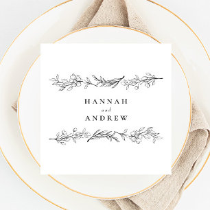 Serviette En Papier Moderne Elégant Fleur sauvage Mariage Floral