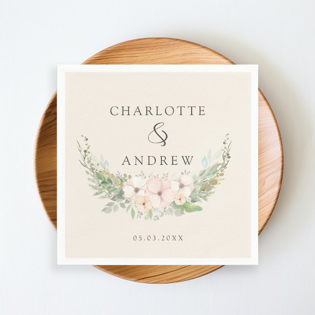 Serviette En Papier Moderne, élégant mariage de fleurs d'eucalyptus (Créateur téléchargé)