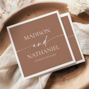 Serviette En Papier Moderne Élégant Minimaliste Mousse de Moka Mariage