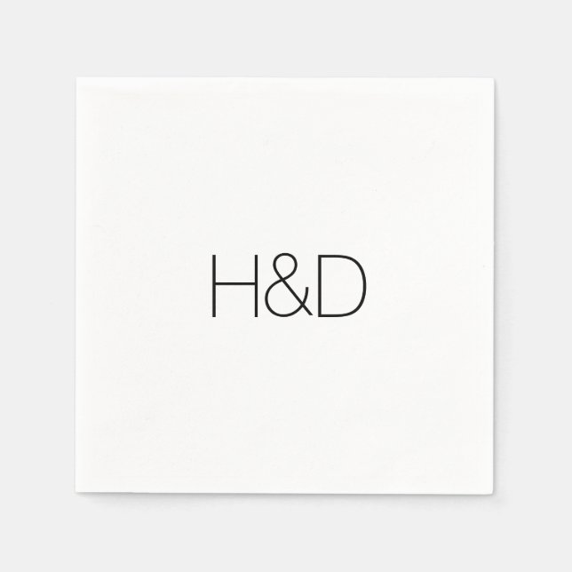 Serviette En Papier Moderne Élégant Monogramme Mariage Simple (Devant)