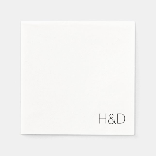 Serviette En Papier Moderne Élégant Monogramme Mariage Simple (Devant)