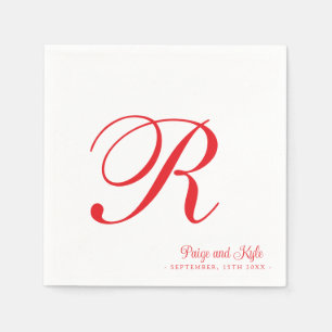 Serviette En Papier Moderne Elegant Nom Mariage initial