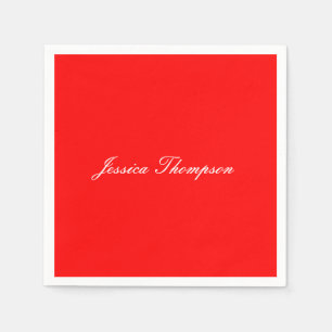 Serviette En Papier Moderne élégant Plain Simple Professionnel Rouge