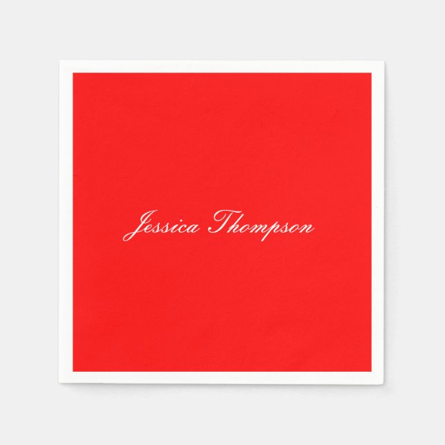 Serviette En Papier Moderne élégant Plain Simple Professionnel Rouge (Devant)