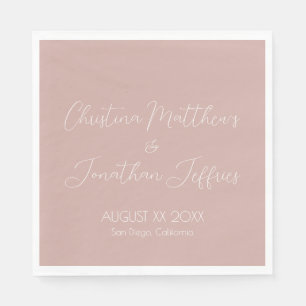 Serviette En Papier Moderne et élégant Mariage rose Dusty