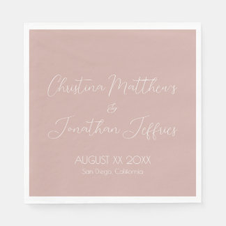 Serviette En Papier Moderne et élégant Mariage rose Dusty