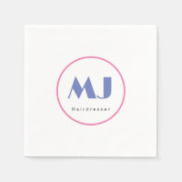Moderne et élégant Monogramme Bleu Coiffeur blanc