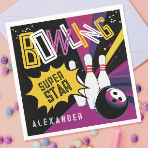 Serviette En Papier Moderne Faisons la fête de Bowling rose colorée