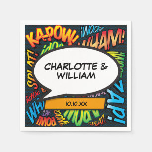 Serviette En Papier Moderne Fun Typographie Comédie Livre Discours Bub