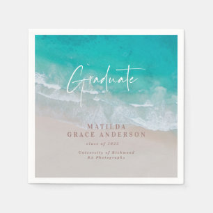 Serviette En Papier Moderne graduation plage de l'océan script moderne