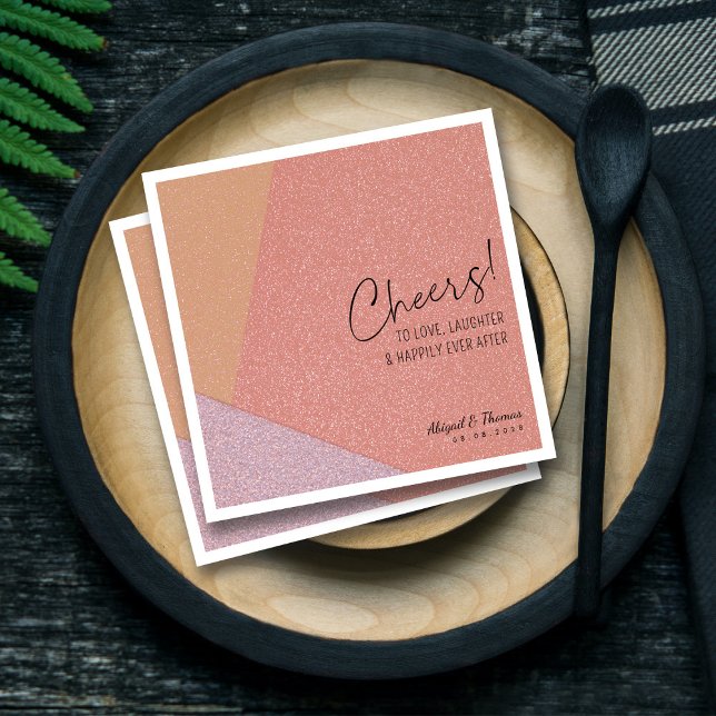 Serviette En Papier Moderne Heureux jamais après Mariage Gras Géométri (Modern Happily Ever After Wedding Bold Geometric Napkins)