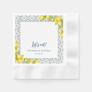 Serviette En Papier Moderne Mariage méditerranéen citron