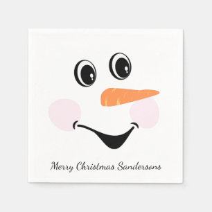 Serviette En Papier Moderne mignonne Custom Snowman visage souriant