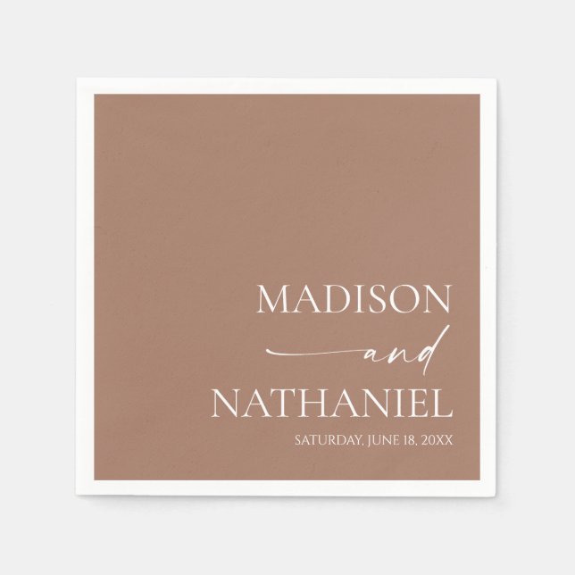 Serviette En Papier Moderne minimaliste élégant Mocha Mousse Mariage (Devant)