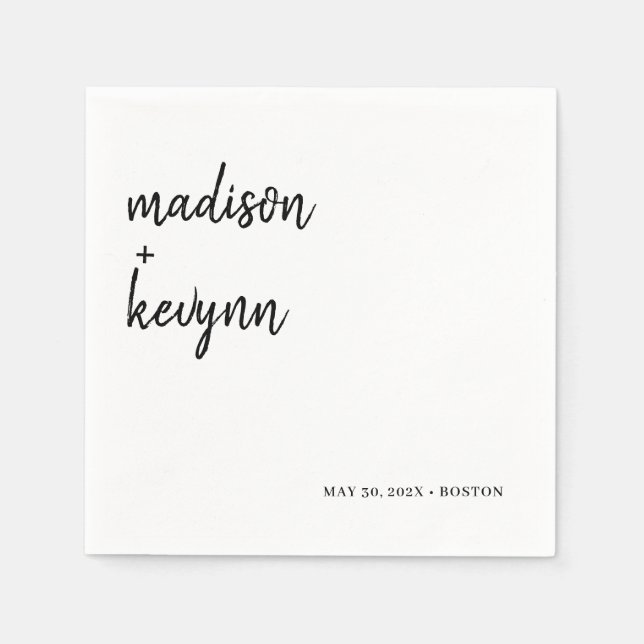 Serviette En Papier Moderne minimaliste et chic | Napkins mariage (Devant)