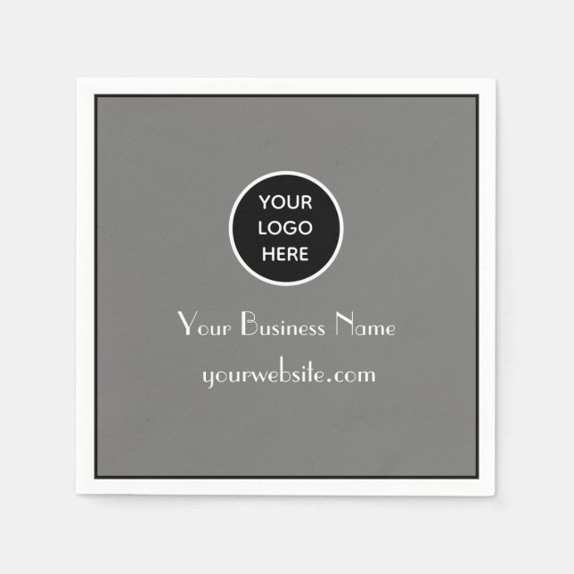 Serviette En Papier Moderne minimaliste Gris logo d'entreprise Moderne (Devant)