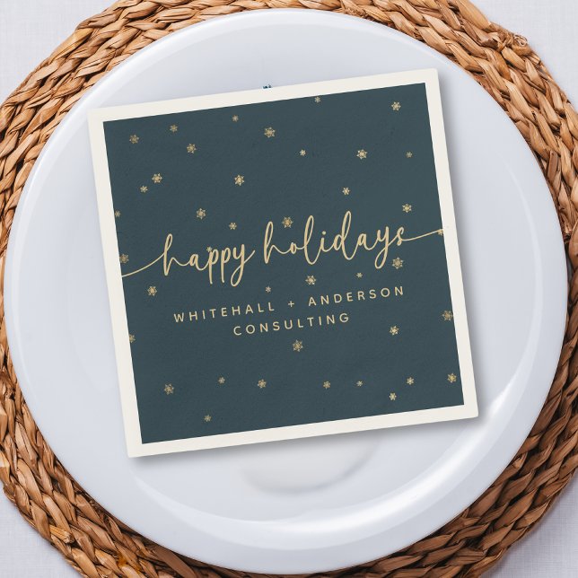 Serviette En Papier Moderne minimaliste Happy Holidays Nom d'entrepris (Créateur téléchargé)