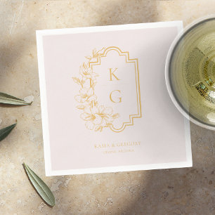 Serviette En Papier Moderne Minimaliste Mariage Monogramme