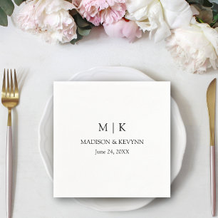 Serviette En Papier Moderne minimaliste simple Mariage Monogramme