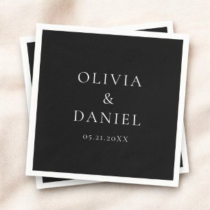 Serviette En Papier Moderne minimaliste simple Mariage noir