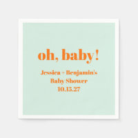 Moderne Mint Mint Orange Baby shower Nom personnal
