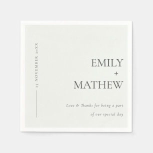 SERVIETTE EN PAPIER MODERNE MODERNE NOIR ET BLANC MARIAGE DE TYPOGRAPH