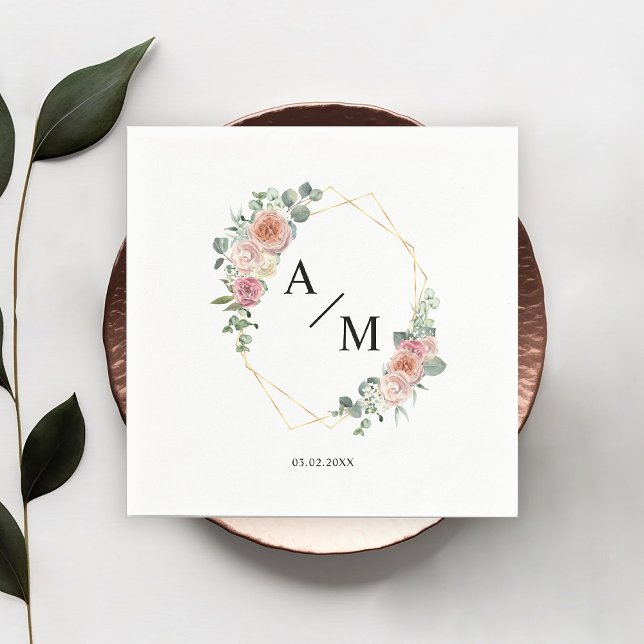 Serviette En Papier Moderne Monogramme élégant Pastel Boho (Créateur téléchargé)