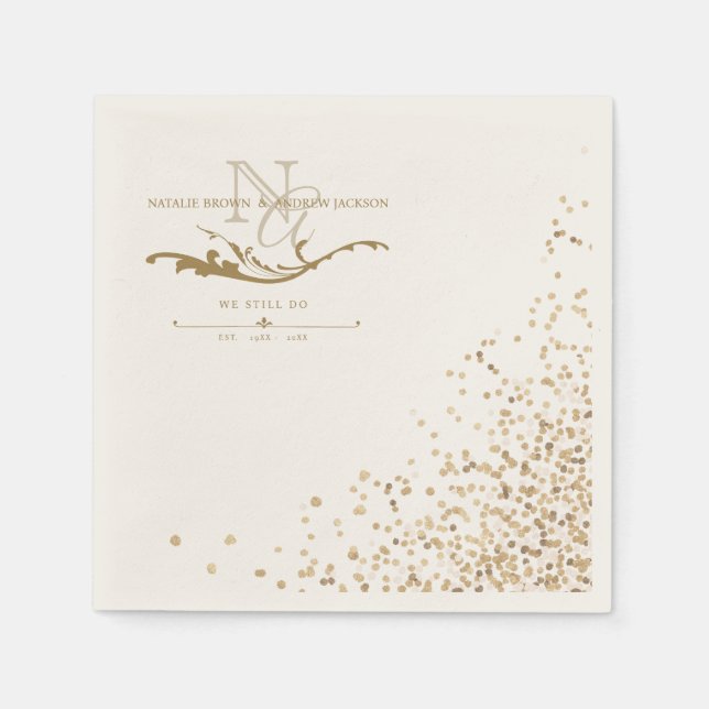 Serviette En Papier Moderne N'IMPORTE QUEL couple Anniversaire Monogra (Devant)