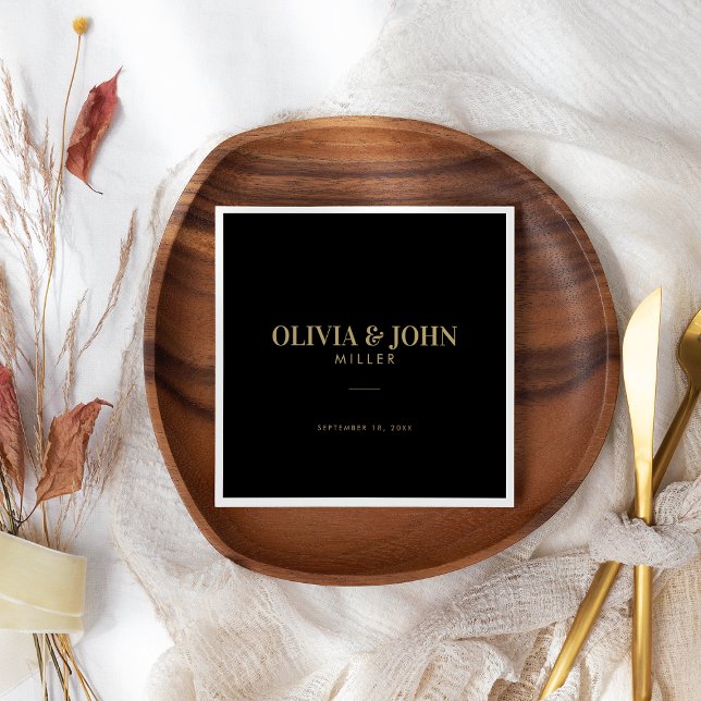 Serviette En Papier Moderne Personnalisé Avec Nom Mariage Réception (Créateur téléchargé)