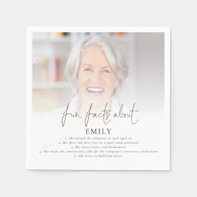Serviette En Papier Moderne Photo Overlay Fun Facts Parti de retraite (Devant)