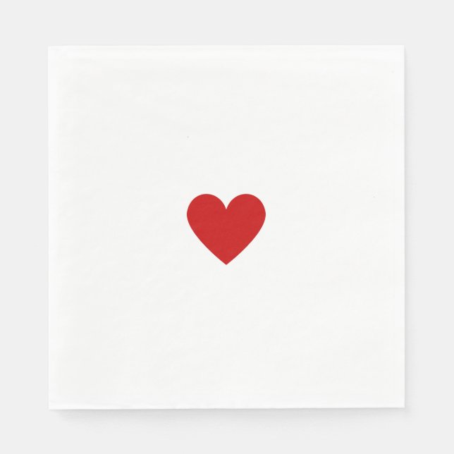 Serviette En Papier Moderne Rouge Blanc Coeur Élégant Amour Chic Perso (Devant)